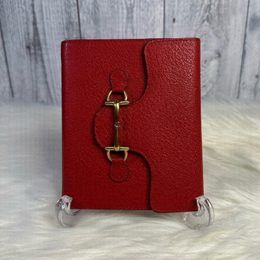 GUCCI horsebit agenda/ passport holder in red